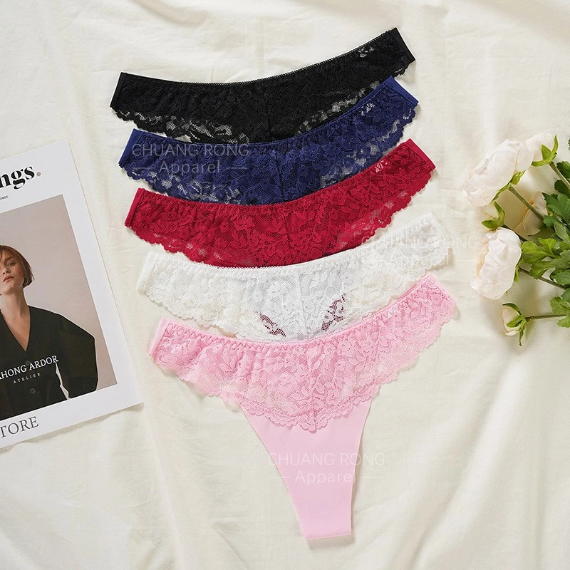Seamless Silk Thong Low-Rise Lace Trim Underwear Plus Size Workout Panty For Gym & Daily Wear